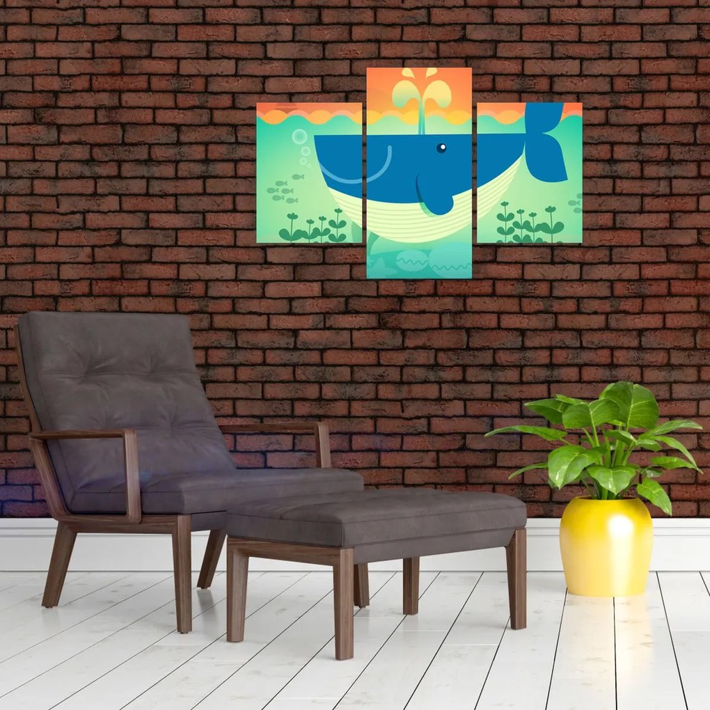 Kép - Vidám bálna a tengerben (90x60 cm)