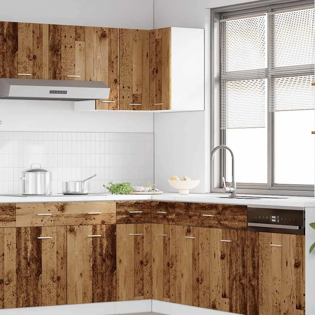 “Lyon” antik fa szerelt fa függő sarokszekrény 57 x 57 x 60 cm