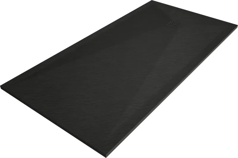 Mexen Stone+ téglalap alakú kompozit zuhanytálca 200 x 100 cm, fekete, fekete szellőzőfedél - 44701020-B