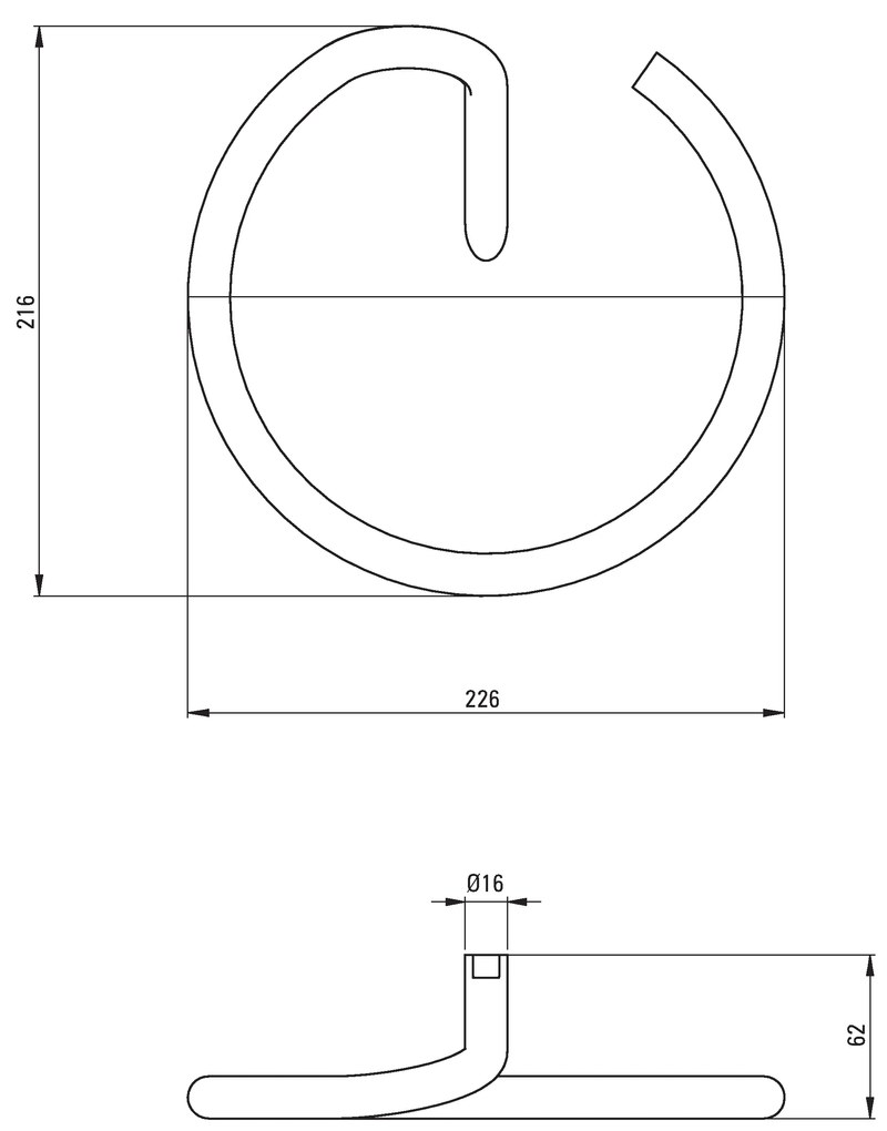 Deante Silia tartozékok, falra szerelhető kerek törölközőtartó, fekete matt, ADI_N611