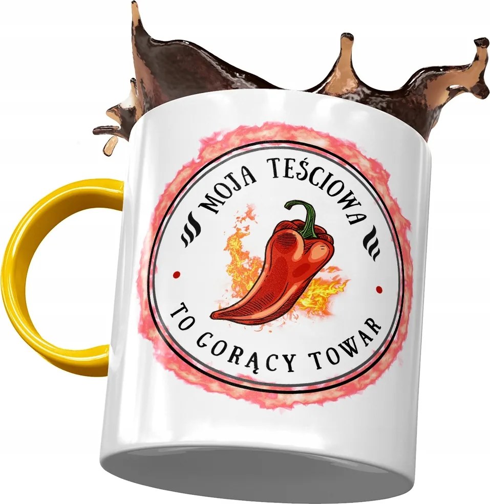 Sárga bögre anyósnak, fényképes nyomott mintás ajándék