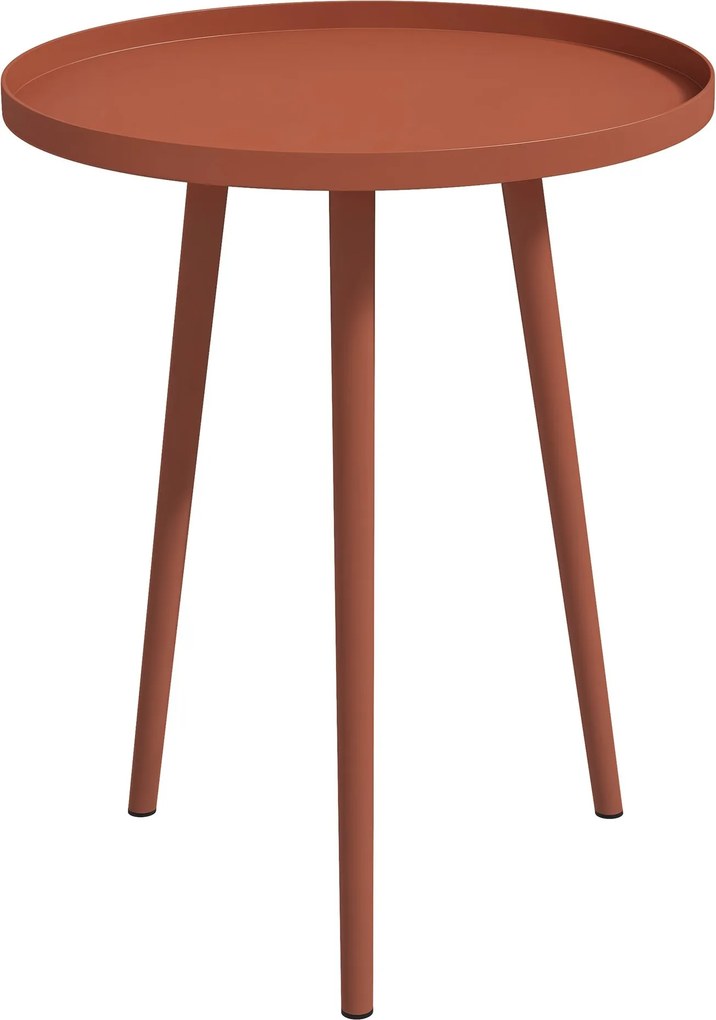 Outsunny Kerti Oldalsó Asztal, időjárásálló kültéri asztal emelt peremmel, fém erkélyasztal, kerek dohányzóasztal 20 kg-ig terhelhető, Ø40x50H cm, kül