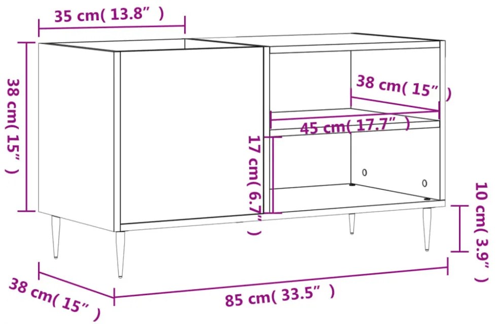 betonszürke szerelt fa hanglemezszekrény 85x38x48 cm