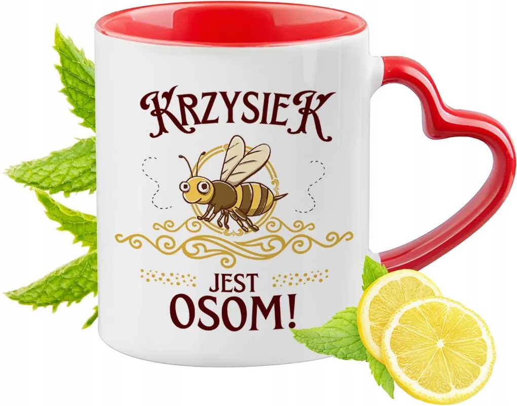 Kristófnak Piros Bögre Szív Alakú Füllel Ajándék