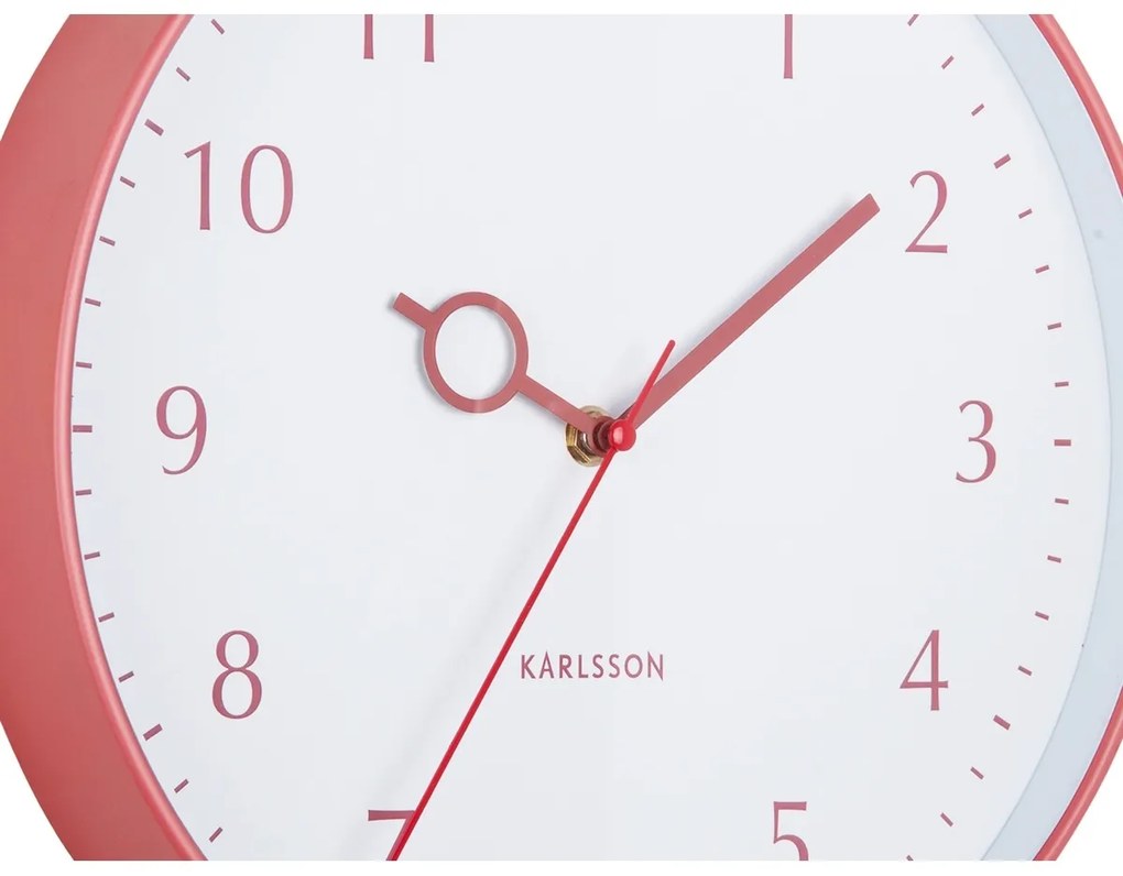 Karlsson 5992RD dizájner falióra, piros, átmérő 30cm