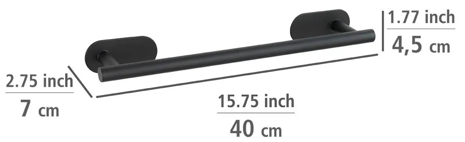Wenko Orea Turbo-Loc® fekete matt rozsdamentes acél törölközőtartó - Wenko