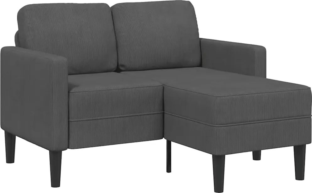 vidaXL kétszemélyes, L alakú, sötétszürke, lenvászon kanapé heverővel 125 cm