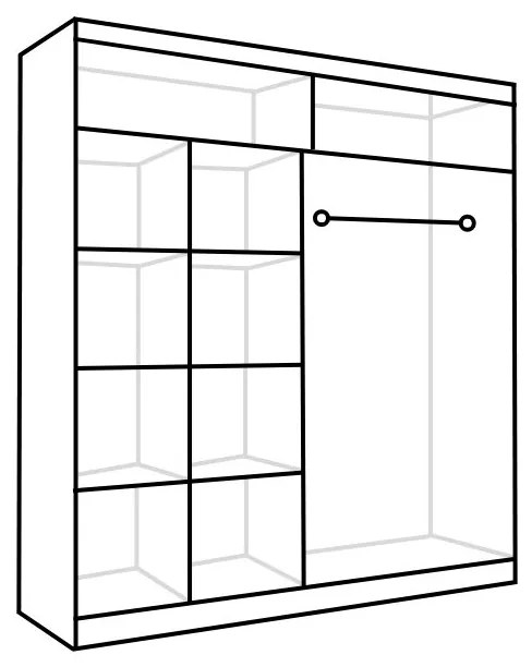 SARANO tolóajtós ruhaszekrény, 200x216x61, fehér