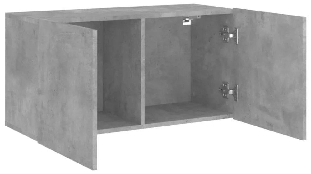 betonszürke falra szerelhető TV-szekrény 80 x 30 x 41 cm