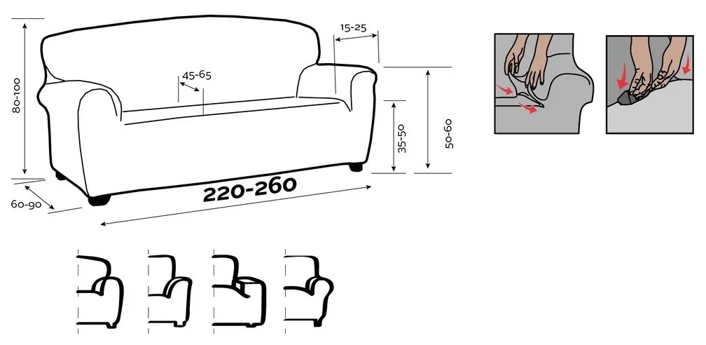 ESTIVELLA multielasztikus huzat kanapéra, barna,220-260 cm, 220 - 260 cm
