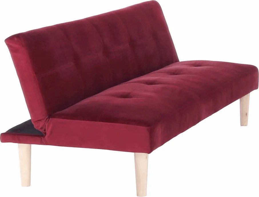 Kanapé széthúzhatós, bordó/tölgy, ALIDA