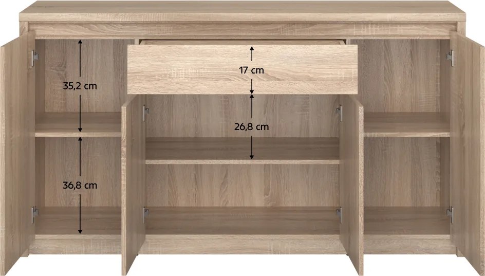 Komód, DTD laminált, tölgy sonoma, NORTY TYP 11