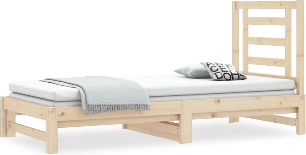 vidaXL tömör fenyőfa kihúzható kanapéágy 2 x (90 x 200) cm