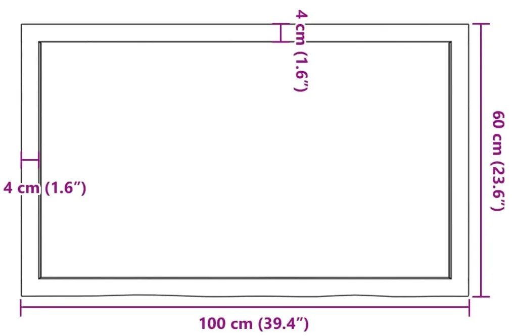 világosbarna kezelt tömör tölgyfa fali polc 100x60x(2-4) cm