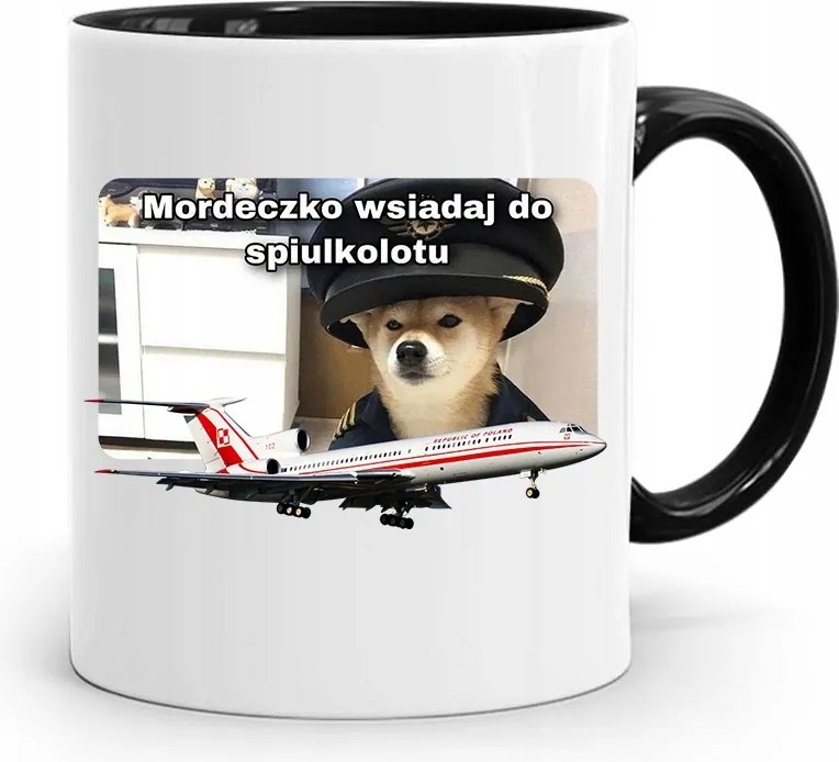 Bögre Fekete Vicces Szállj Be A Spilótaba fényképes nyomtatással