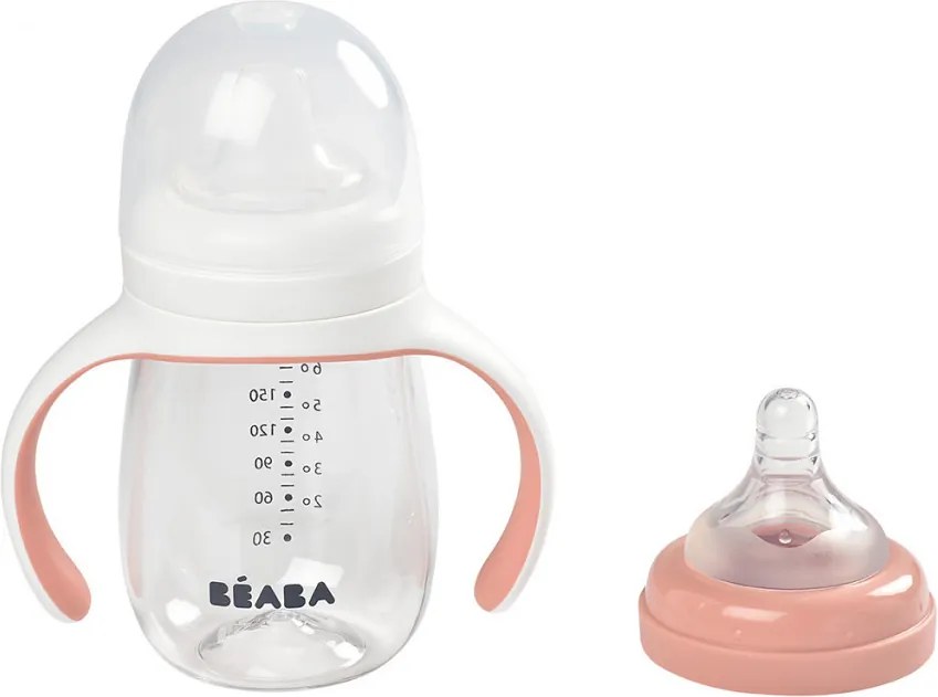 Béaba 2 az 1-ben Tanuló cumisüveg 210 ml - Sötét rózsaszín