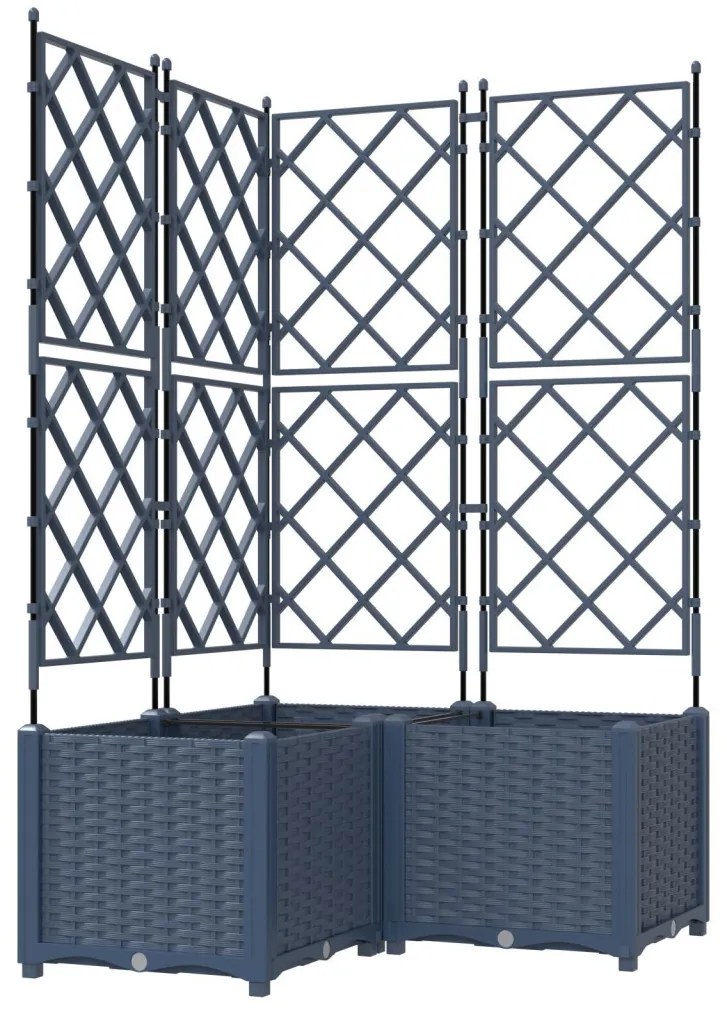 Kertcserép Trellisszel 3 db Szürke 80x80x143 cm