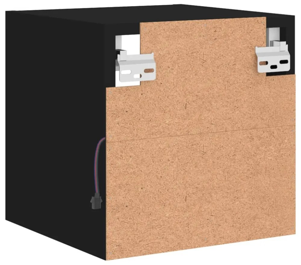 fekete fali TV-szekrény LED-világítással 30 x 28,5 x 30 cm