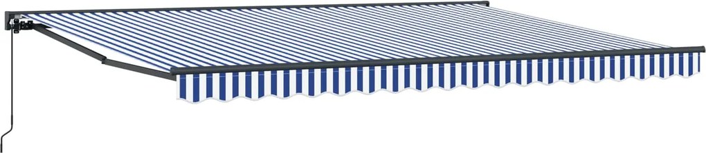 vidaXL Behúzható napellenző Kék és Fehér 450 × 300 cm