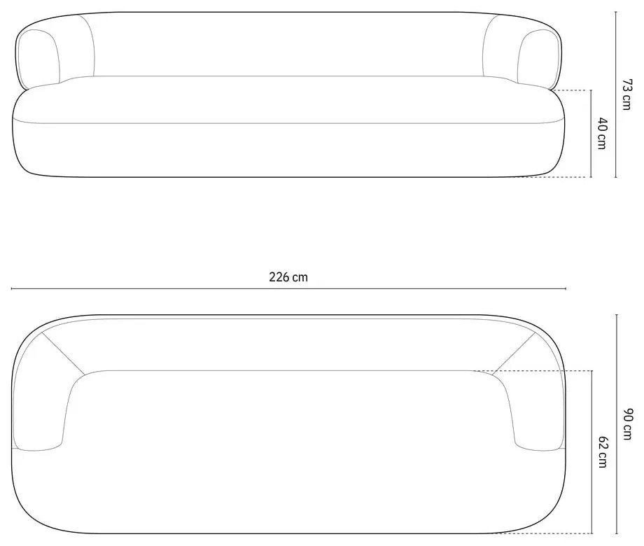 Világosszürke buklé kanapé 226 cm Jenny – Micadoni Home