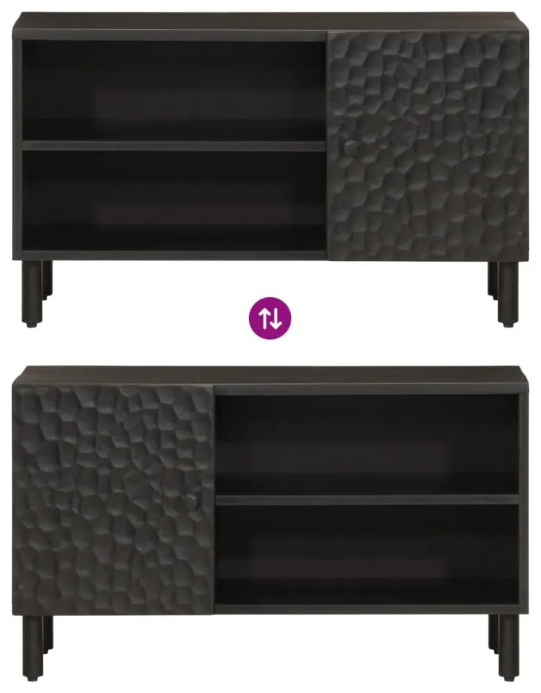 fekete tömör mangófa TV-szekrény 80 x 31 x 46 cm