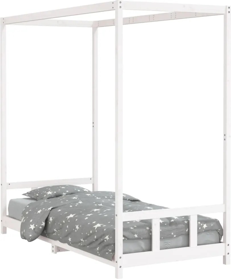 vidaXL fehér tömör fenyőfa gyerekágykeret 90 x 200 cm