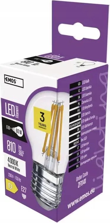 Emos ZF1141 Led izzó Filament mini globe 6W E27