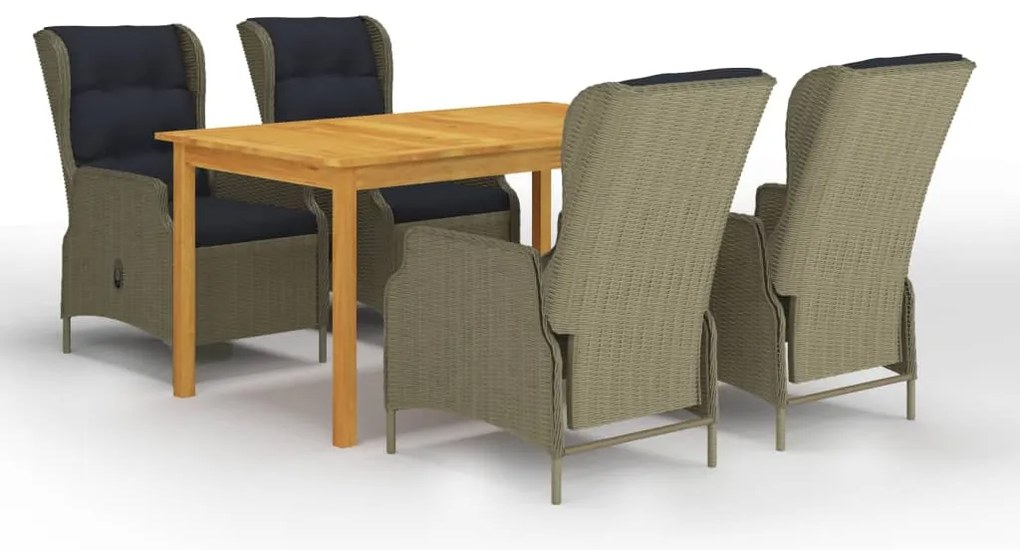 vidaXL 5 részes barna kerti étkezőgarnitúra