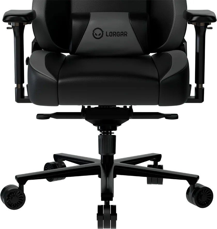 LORGAR Gamer szék, multiblokk mechanizmus, 4D karfák, 5 csillagos alumínium láb, gázlift, PU görgők, szövet műbőr, fekete-szürke