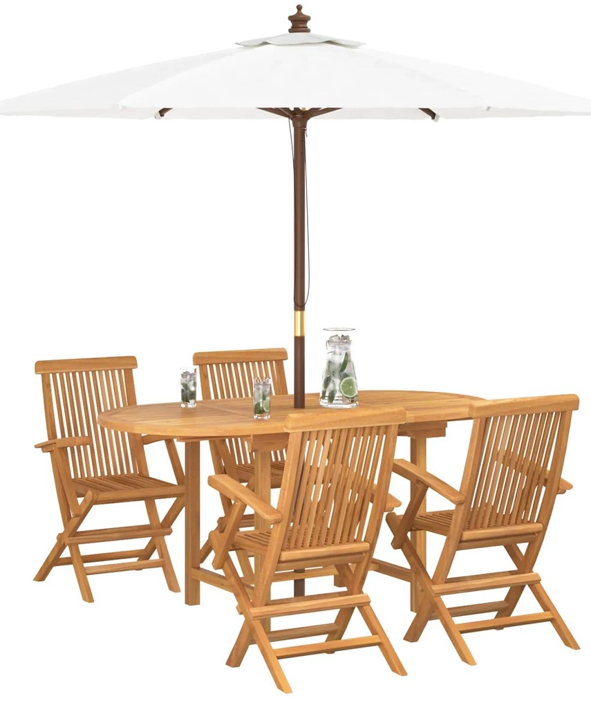 vidaXL Kert étkező szett 5 pcs Barna Tömör Teakfa