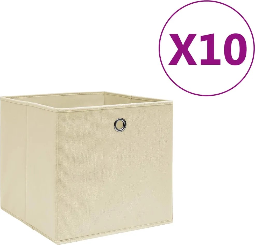 vidaXL 10 db krémszínű nem szőtt szövet tárolódoboz 28 x 28 x 28 cm