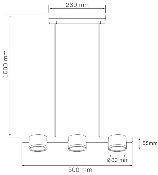 LED Csillár zsinóron MIRELLA 3xGX53/6W/230V fekete