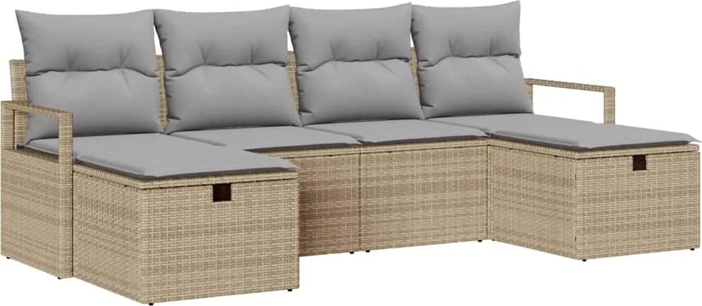 vidaXL Kanapé Szett párnával 5 pcs polirattan