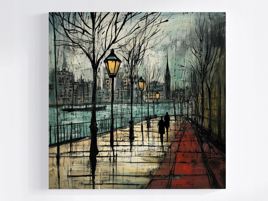 Poszter Város Folyó Utca Sétány Emberek Séta 40x40