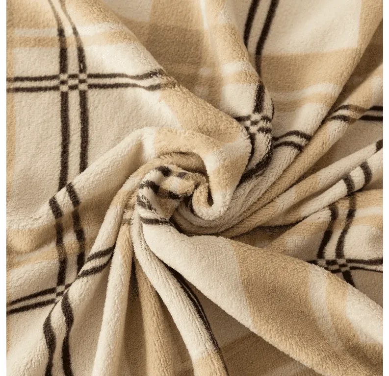 Mikroplüss ágynemű PLAID krém Ágyneműhuzat mérete: 2 ks 70 x 90 cm | 200 x 220 cm