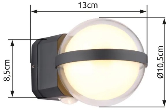 Globo 34157 - LED Kültéri fali lámpa ILLI LED/12W/230V IP54 fekete