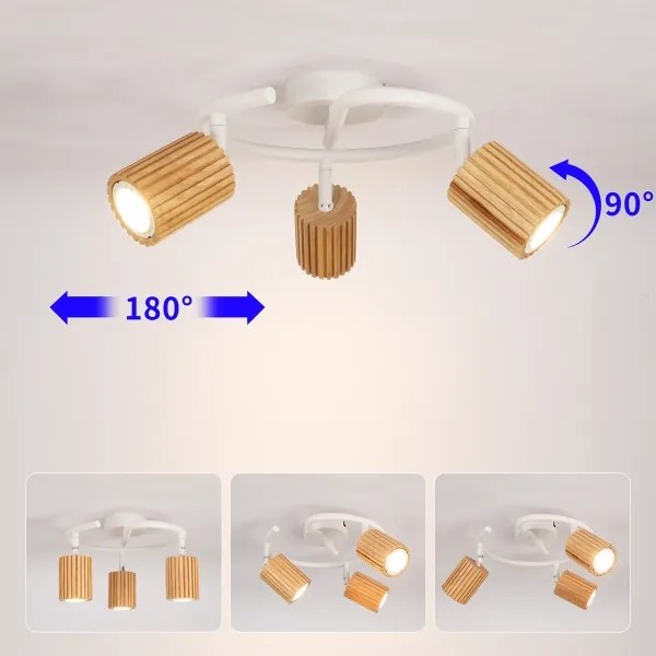 Brilagi - Spotlámpa MODERN WOOD 3xGU10/8W/230V kaucsukfa/fehér