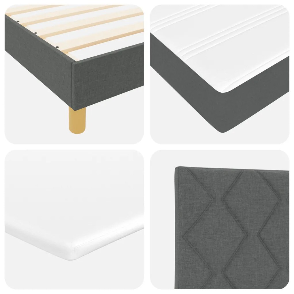 Boxspring ágy matrac, szürke, 180 x 200 cm, szövet