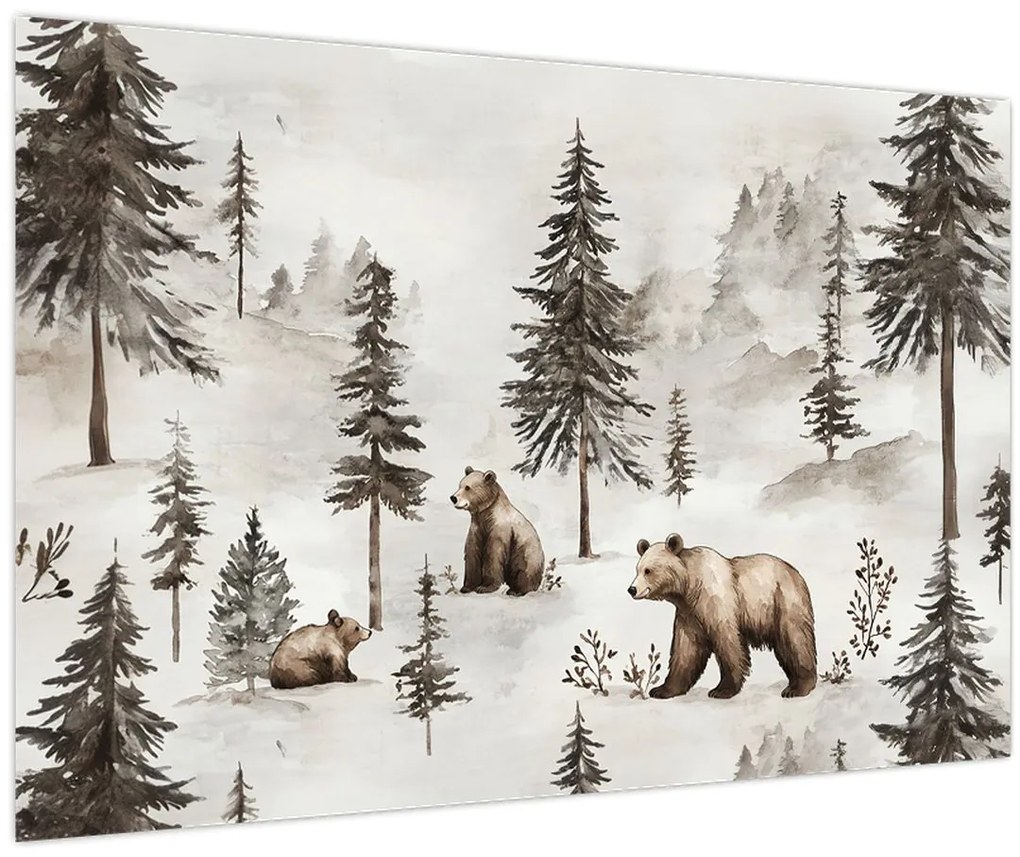 Kép - Erdő medvékkel (90x60 cm)