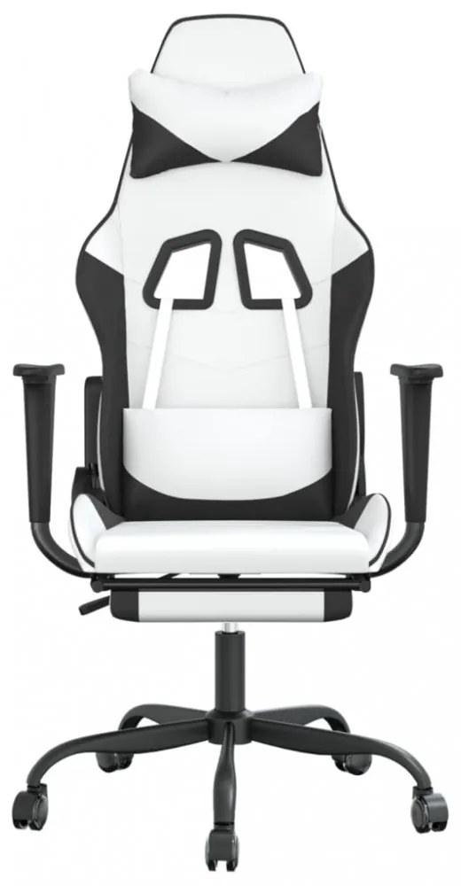 vidaXL fehér és fekete műbőr játékszék lábtartóval