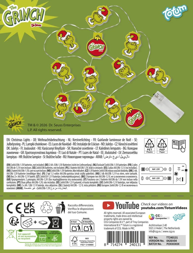 A Grincs Dr Seuss karácsonyi LED fűzér