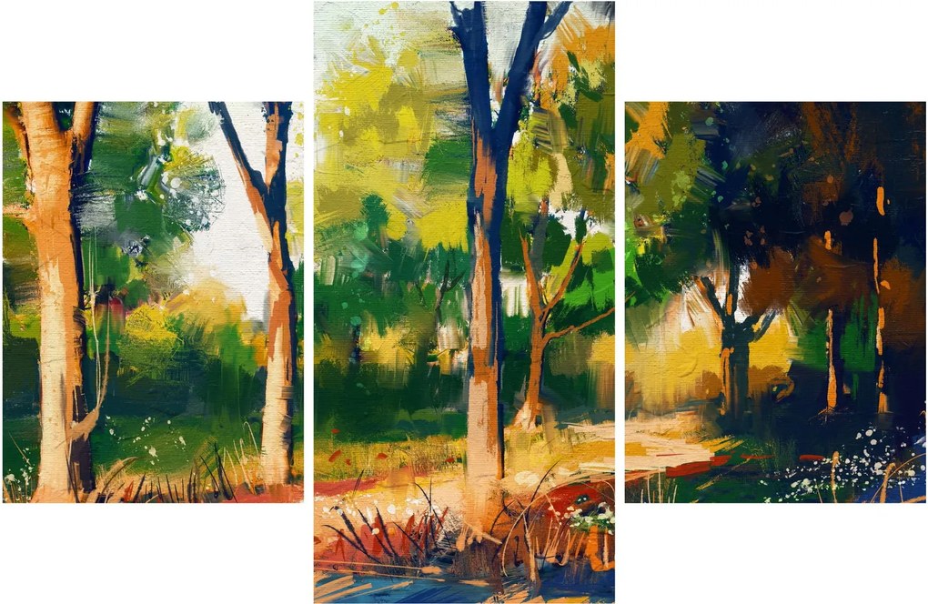 Erdő képe a nyári napsütésben, festmény (90x60 cm)