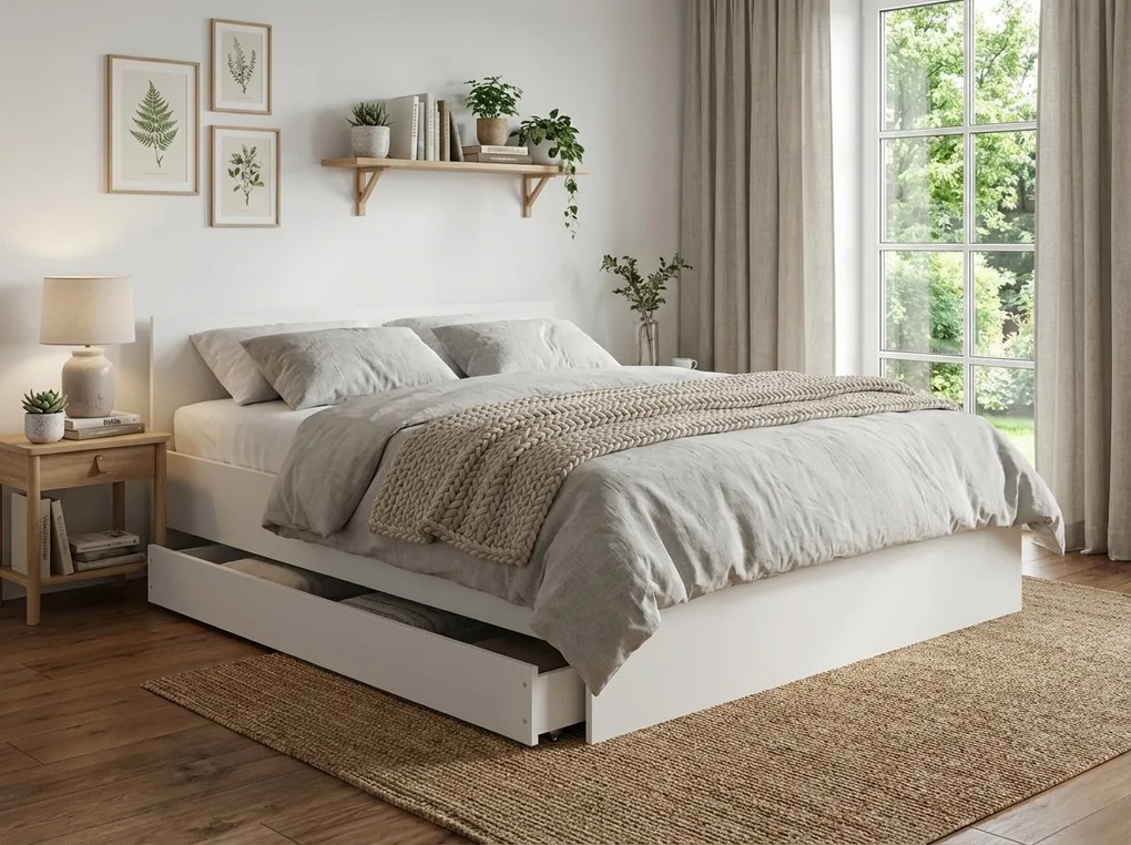 Ágy ELISA 120 x 200 cm, fehér Ágyrács: Léces ágyrács, Matrac: Deluxe 10 cm matrac