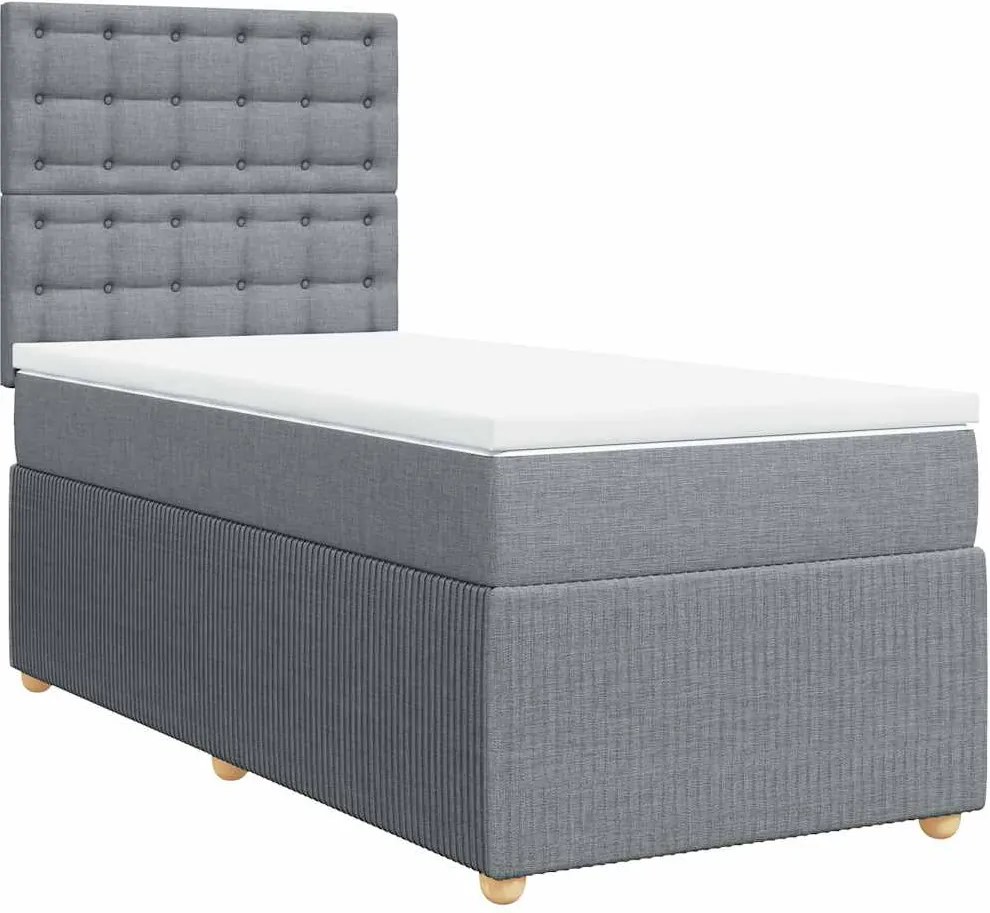 vidaXL világosszürke szövet rugós ágy matraccal 100 x 200 cm
