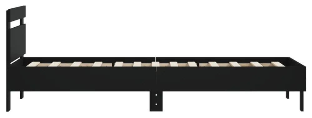 fekete szövet ágykeret fiókokkal 75x190 cm