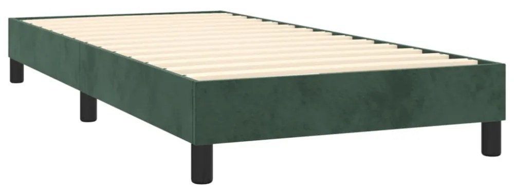 sötétzöld bársony rugós és LED-es ágy matraccal 80 x 200 cm