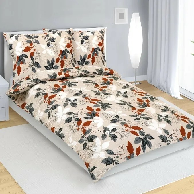 Bellatex Őszi levelek krepp ágyneműhuzat, 140 x 200 cm, 70 x 90 cm, 70 x 90 cm, 140 x 200 cm, 70 x 90 cm