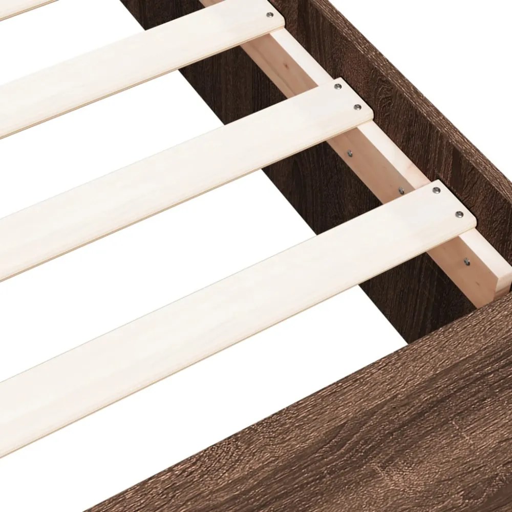 barna tölgyszínű szerelt fa ágykeret 150 x 200 cm