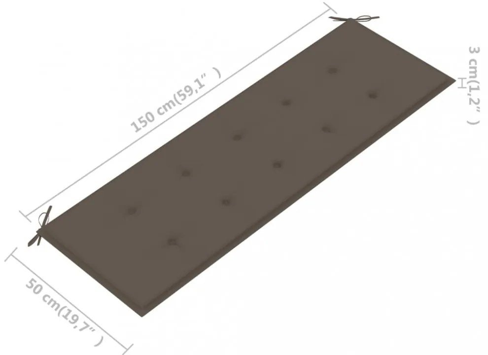 tópszínű oxford szövet kerti padpárna 150x50x4 cm
