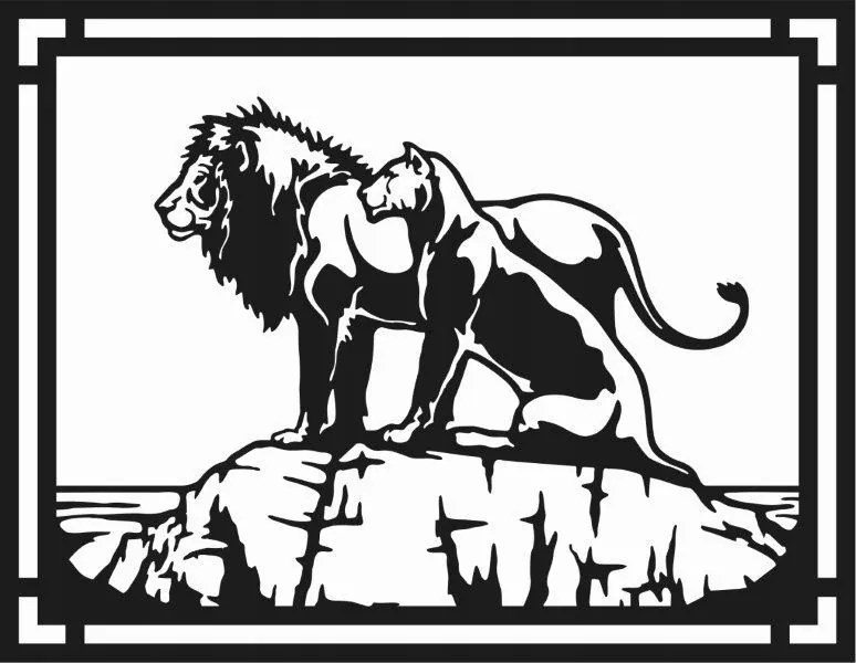 3D Áttört Kép 20X25 Oroszlán Keret Fali Dekoráció